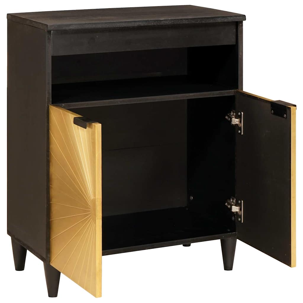 Buffet Noir et or 60 x 33 x 75 cm Bois de mangue massif - XIOS