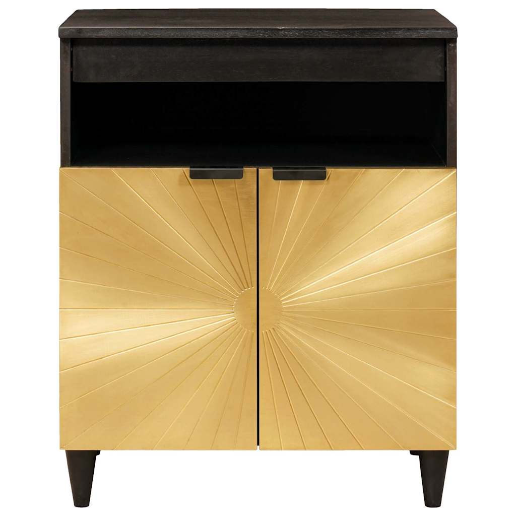 Buffet Noir et or 60 x 33 x 75 cm Bois de mangue massif - XIOS