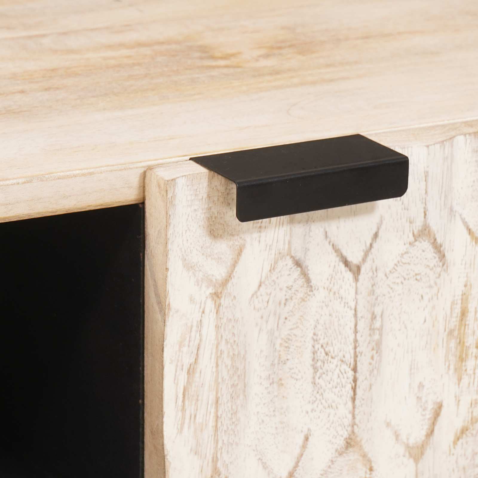 Meuble TV avec étagère Finition Lavage Blanc 105 x 33,5 x 46 cm - XIOS