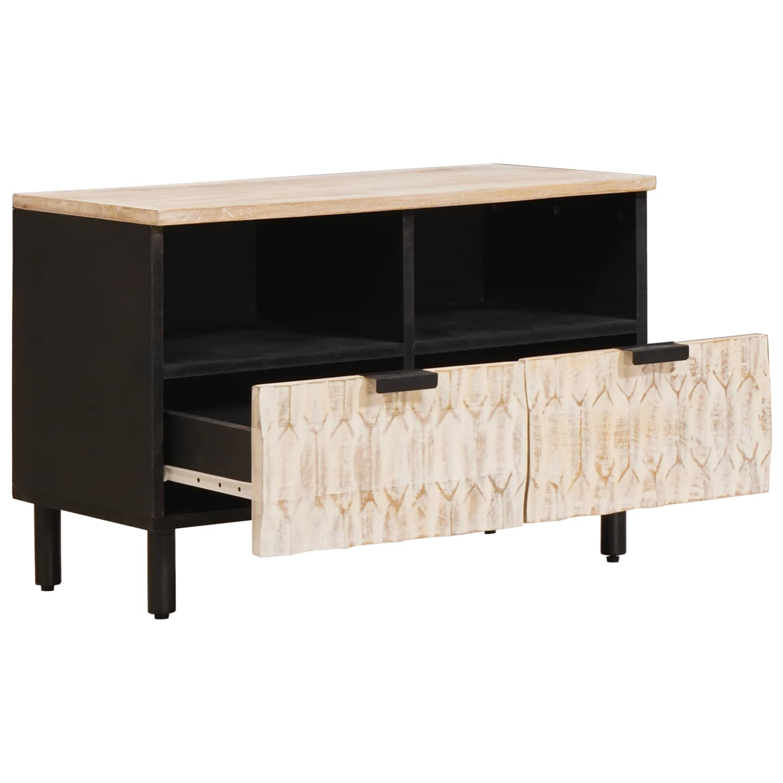 Meuble TV avec tiroir Finition Lavage Blanc 70 x 33,5 x 46 cm - XIOS