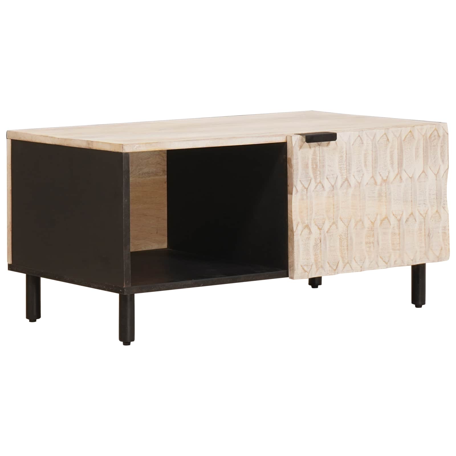 Table basse Blanc 80 x 50 x 40 cm Bois de mangue massif - XIOS