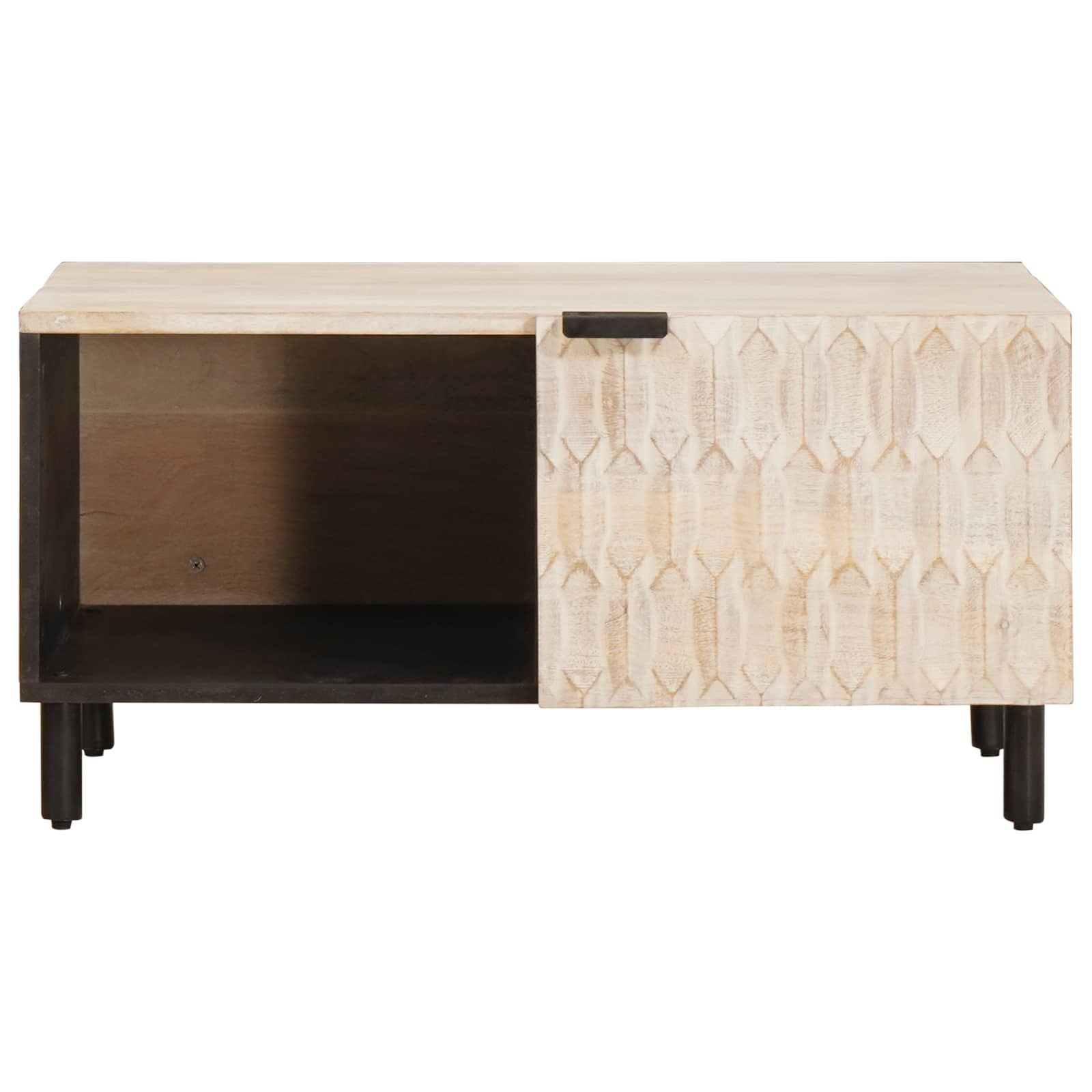 Table basse Blanc 80 x 50 x 40 cm Bois de mangue massif - XIOS
