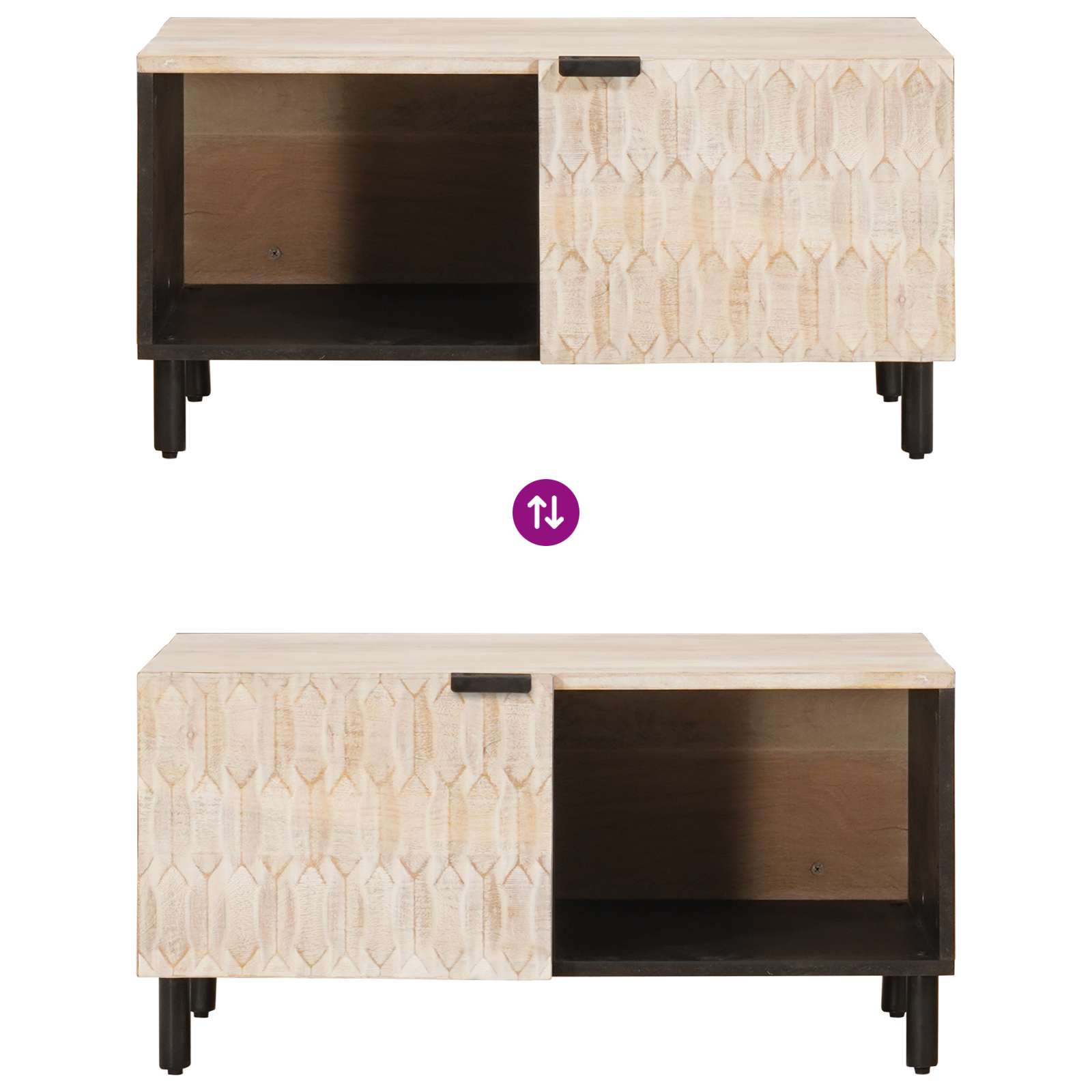 Table basse Blanc 80 x 50 x 40 cm Bois de mangue massif - XIOS