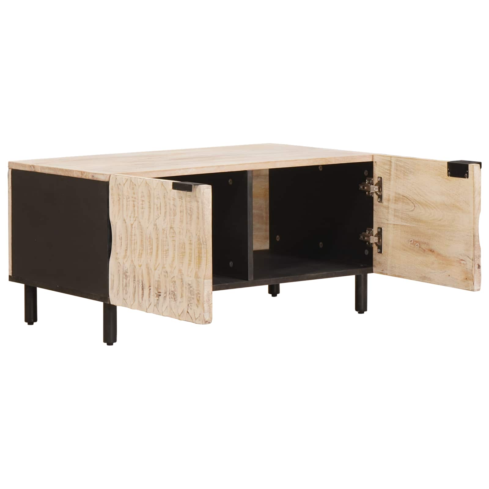 Table basse Blanc 80 x 50 x 40 cm Bois de mangue massif - XIOS