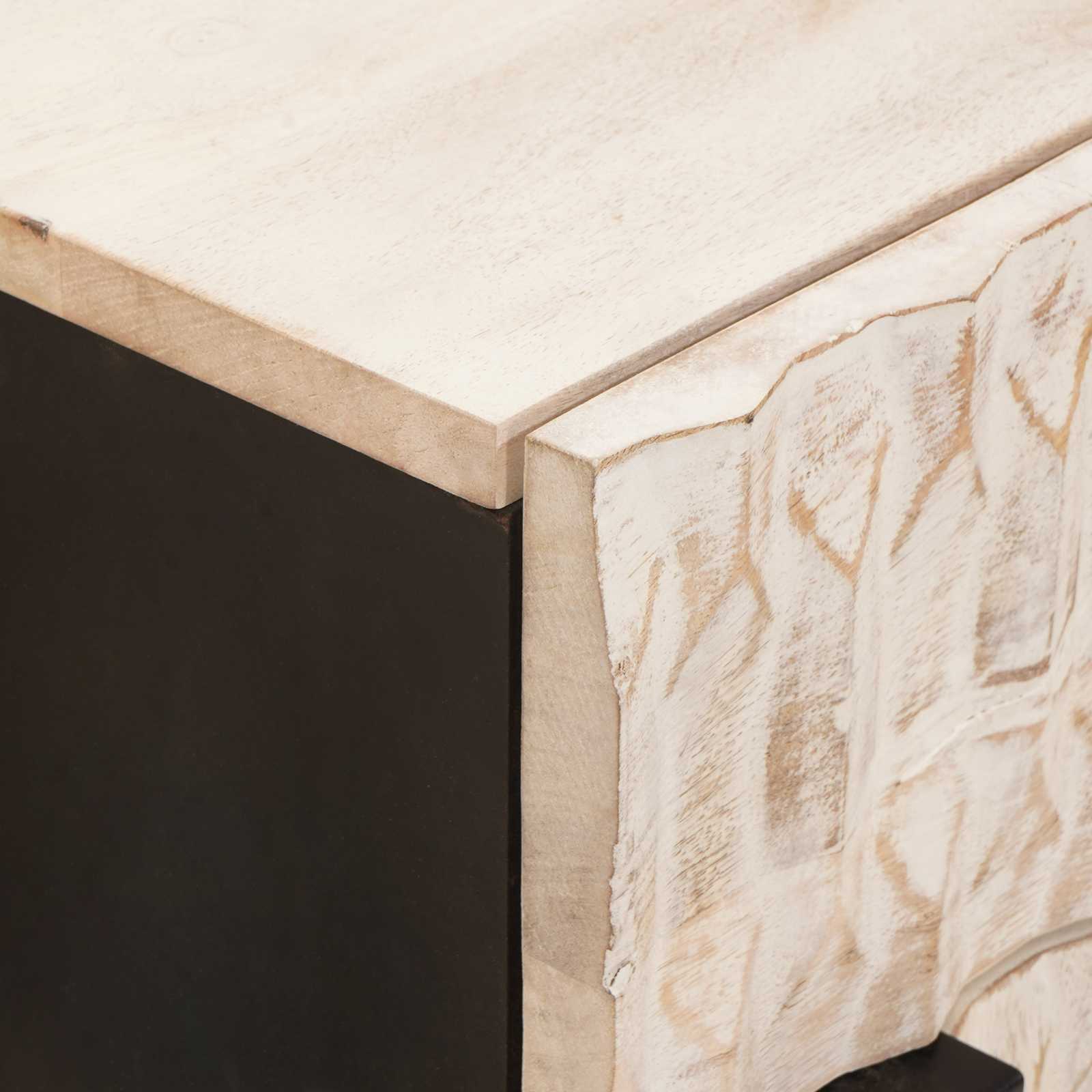 Cabinet de chevet Blanc 50 x 33 x 60 cm Bois de mangue massif - XIOS