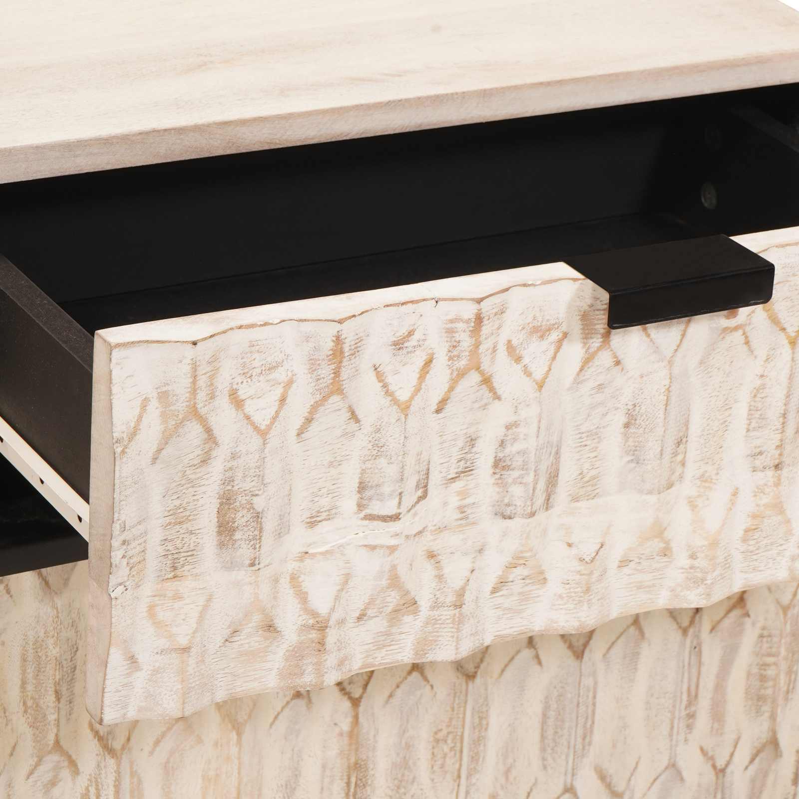 Cabinet de chevet Blanc 50 x 33 x 60 cm Bois de mangue massif - XIOS