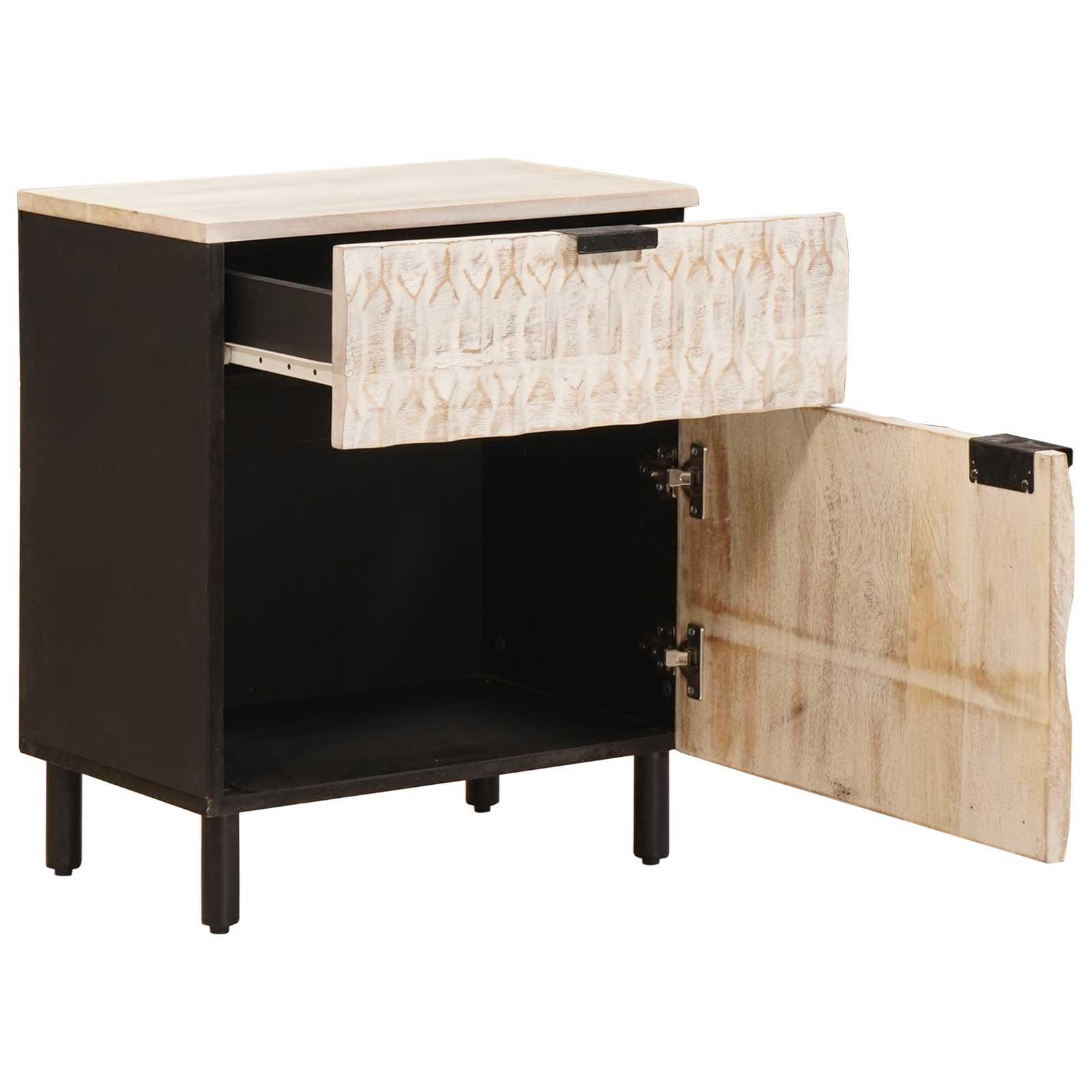 Cabinet de chevet Blanc 50 x 33 x 60 cm Bois de mangue massif - XIOS