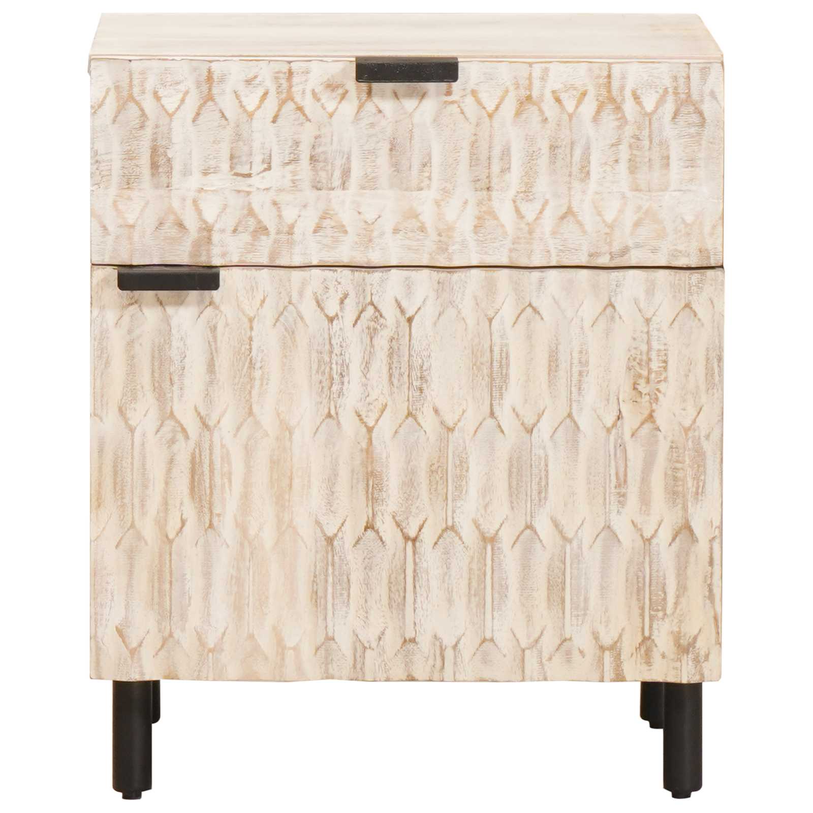 Cabinet de chevet Blanc 50 x 33 x 60 cm Bois de mangue massif - XIOS