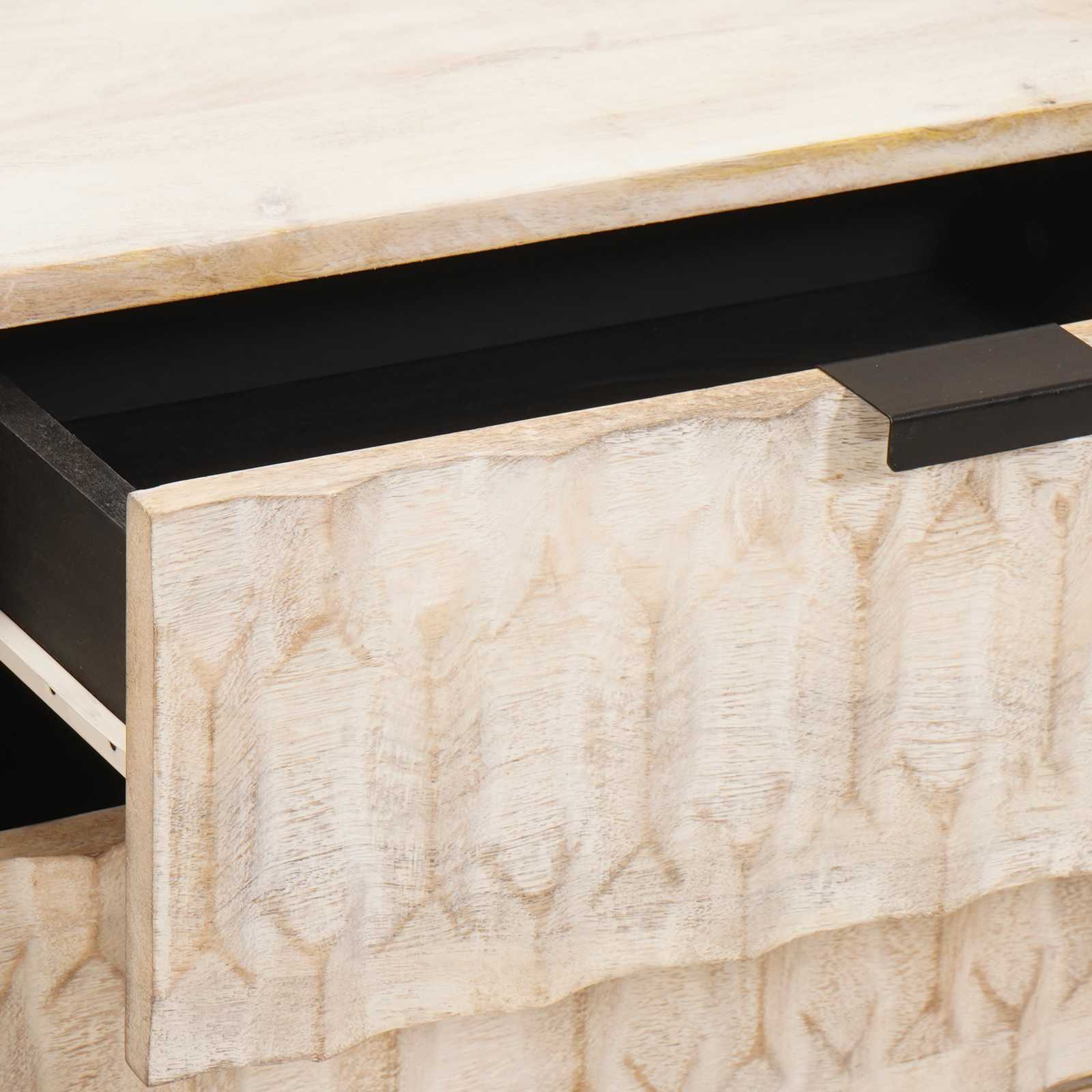 Cabinet de chevet Blanc 50 x 33 x 62 cm Bois de mangue massif - XIOS