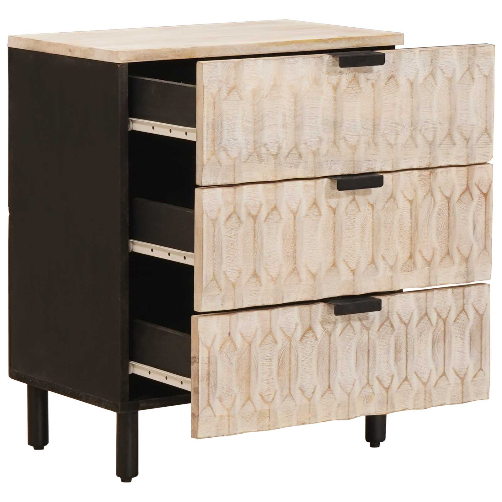 Cabinet de chevet Blanc 50 x 33 x 62 cm Bois de mangue massif - XIOS