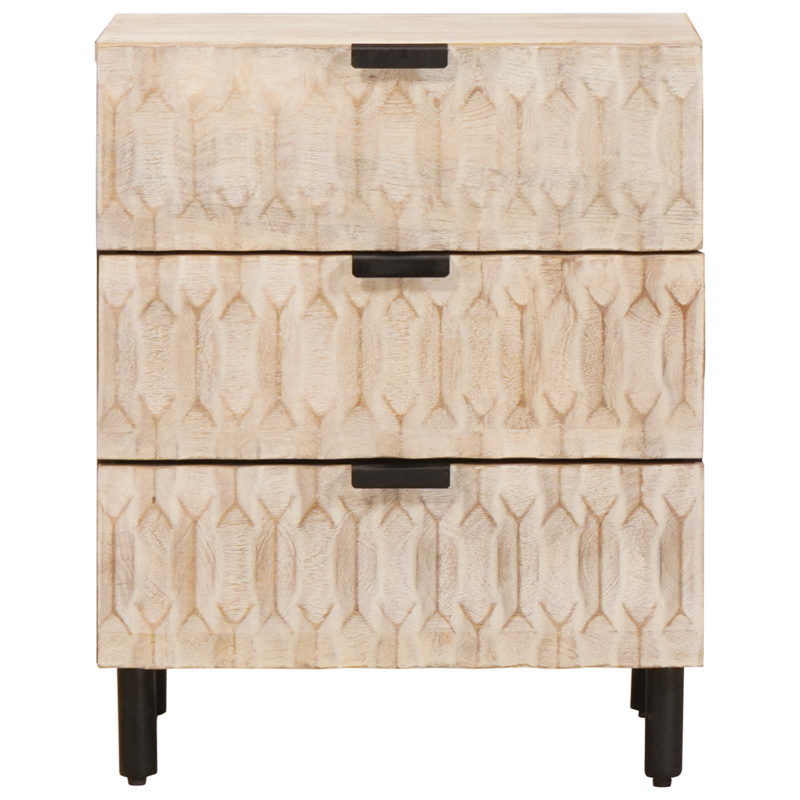 Cabinet de chevet Blanc 50 x 33 x 62 cm Bois de mangue massif - XIOS