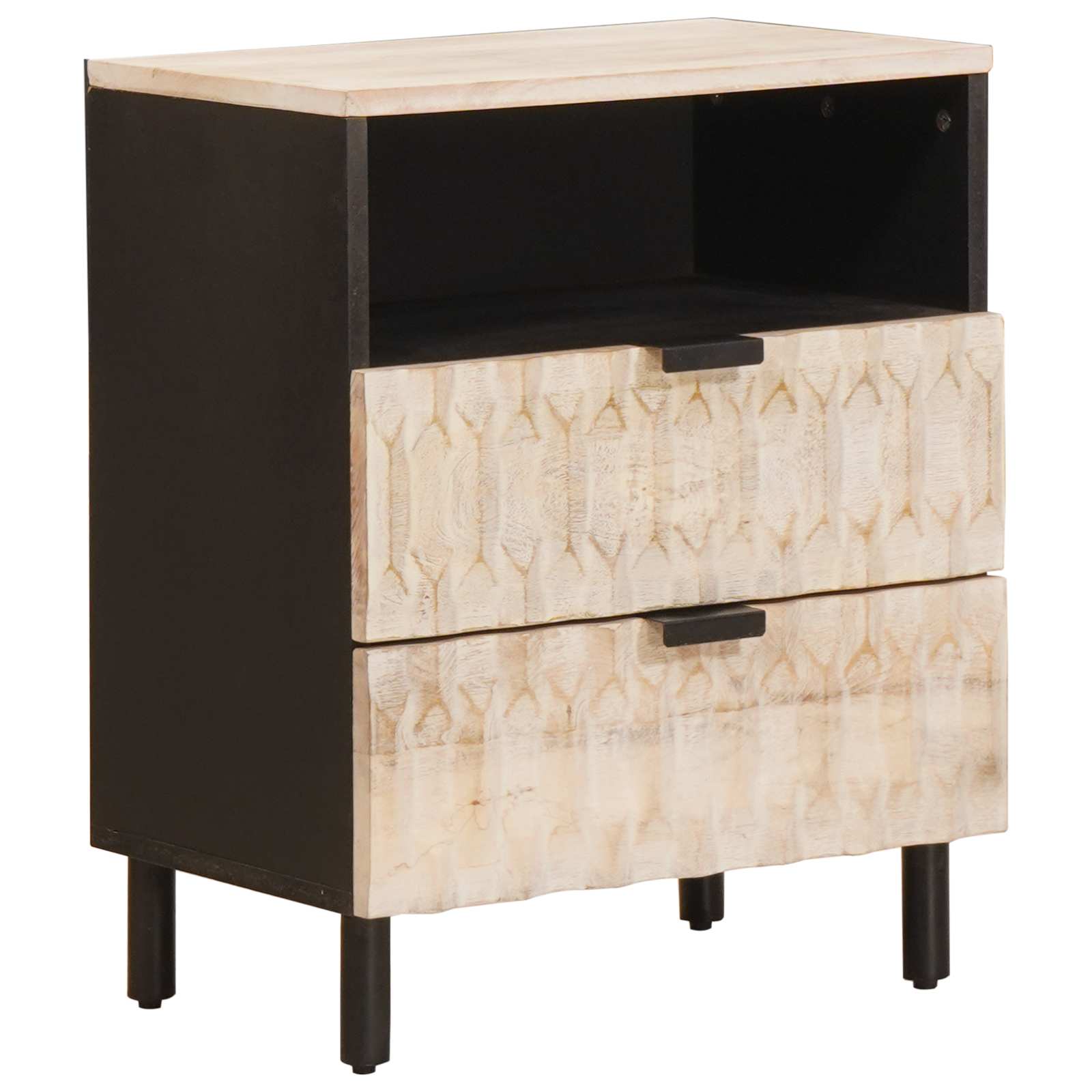 Cabinet de chevet Blanc 50 x 33 x 60 cm Bois de mangue massif - XIOS