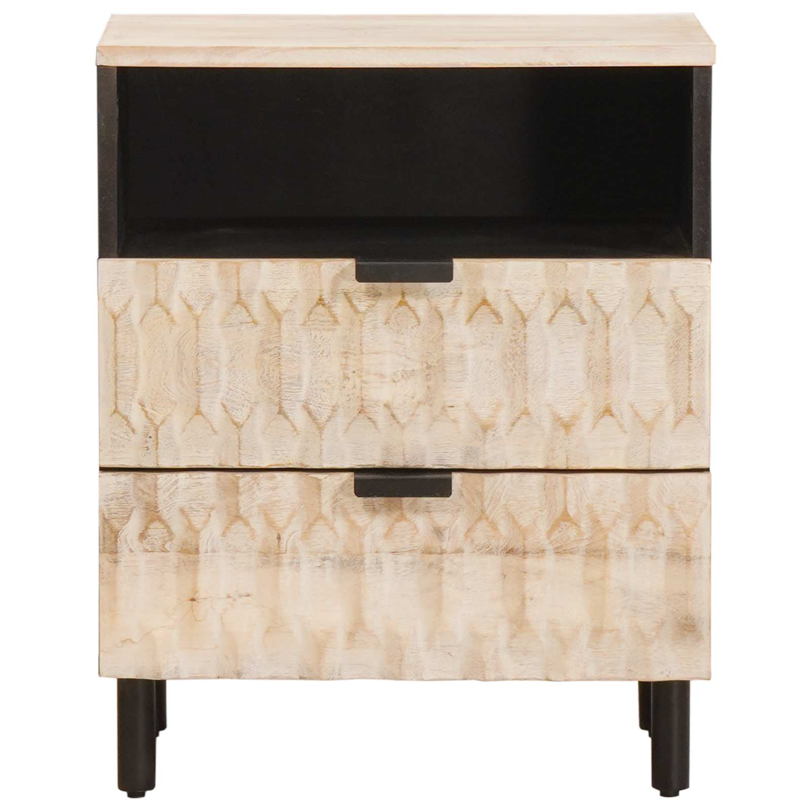 Cabinet de chevet Blanc 50 x 33 x 60 cm Bois de mangue massif - XIOS