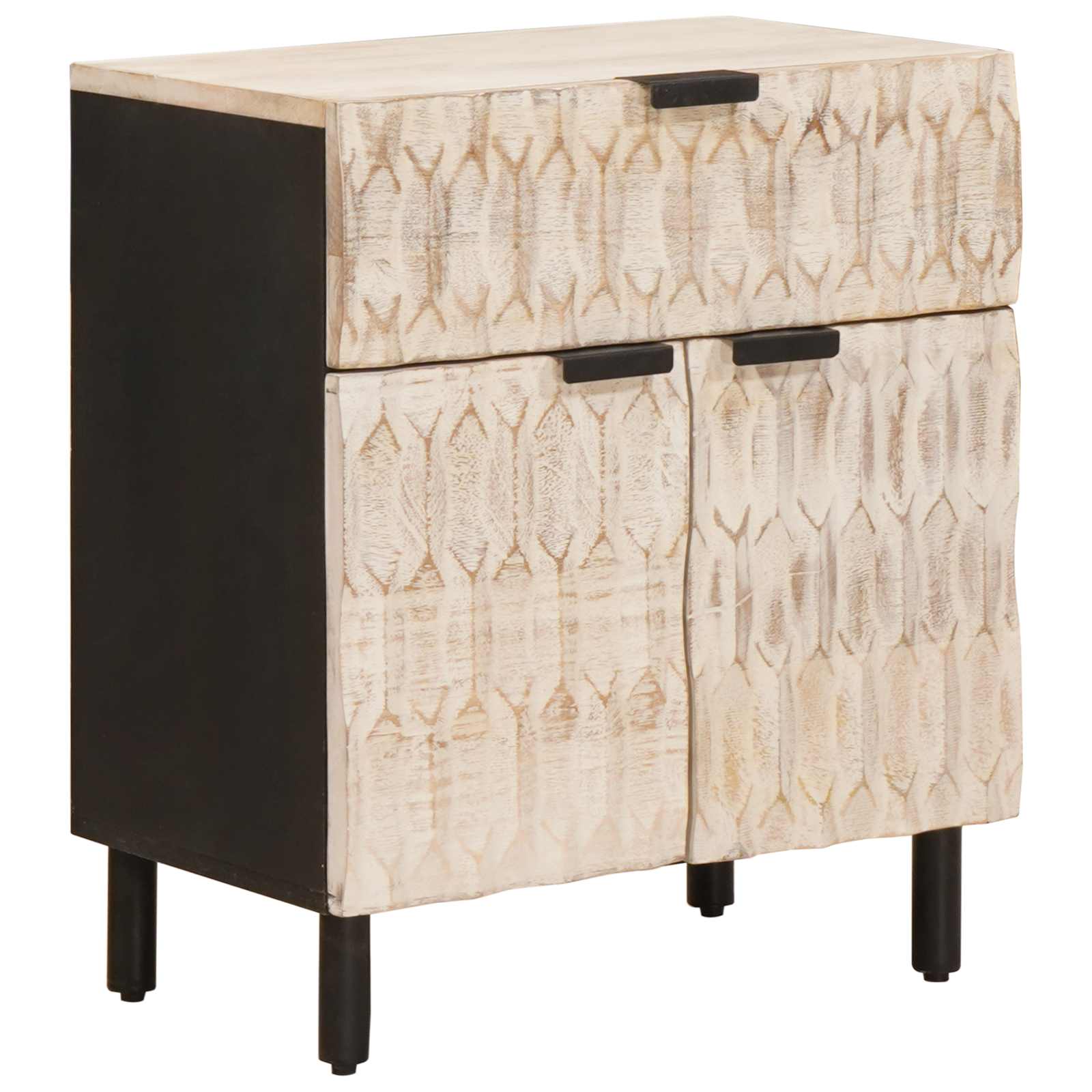 Cabinet de chevet Blanc 50 x 33 x 60 cm Bois de mangue massif - XIOS
