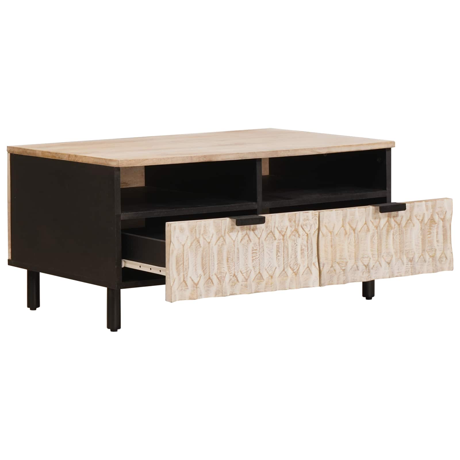 Table basse Blanc 80 x 54 x 40 cm Bois de mangue massif - XIOS