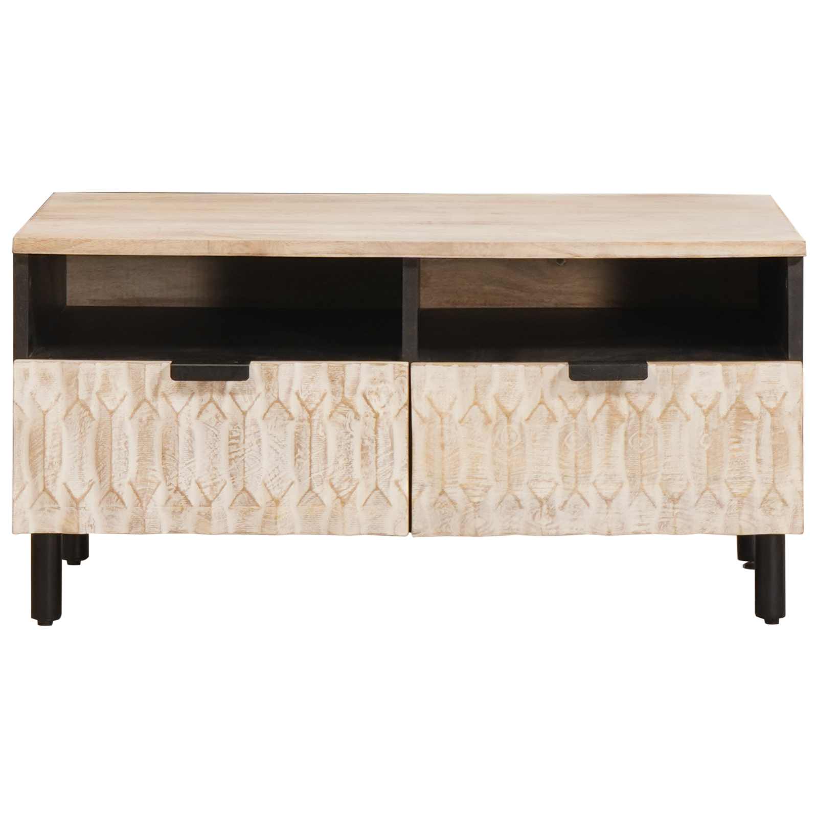 Table basse Blanc 80 x 54 x 40 cm Bois de mangue massif - XIOS