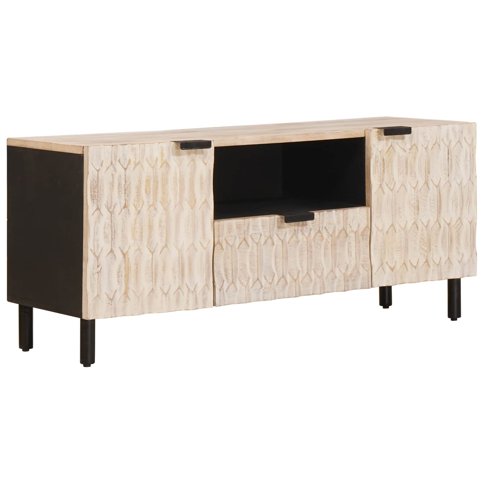 Meuble TV avec tiroir Finition Lavage Blanc 105 x 33 x 46 cm - XIOS