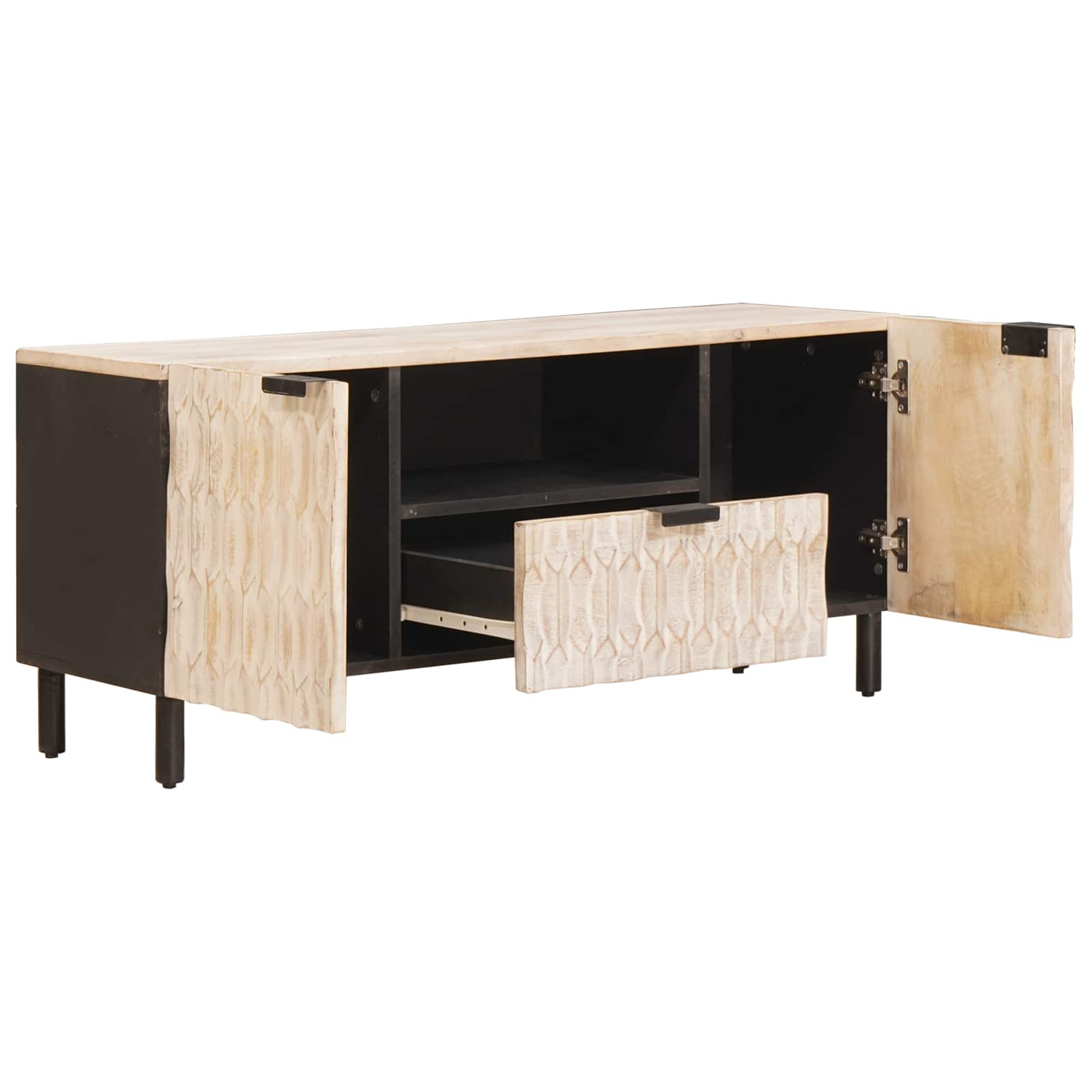 Meuble TV avec tiroir Finition Lavage Blanc 105 x 33 x 46 cm - XIOS