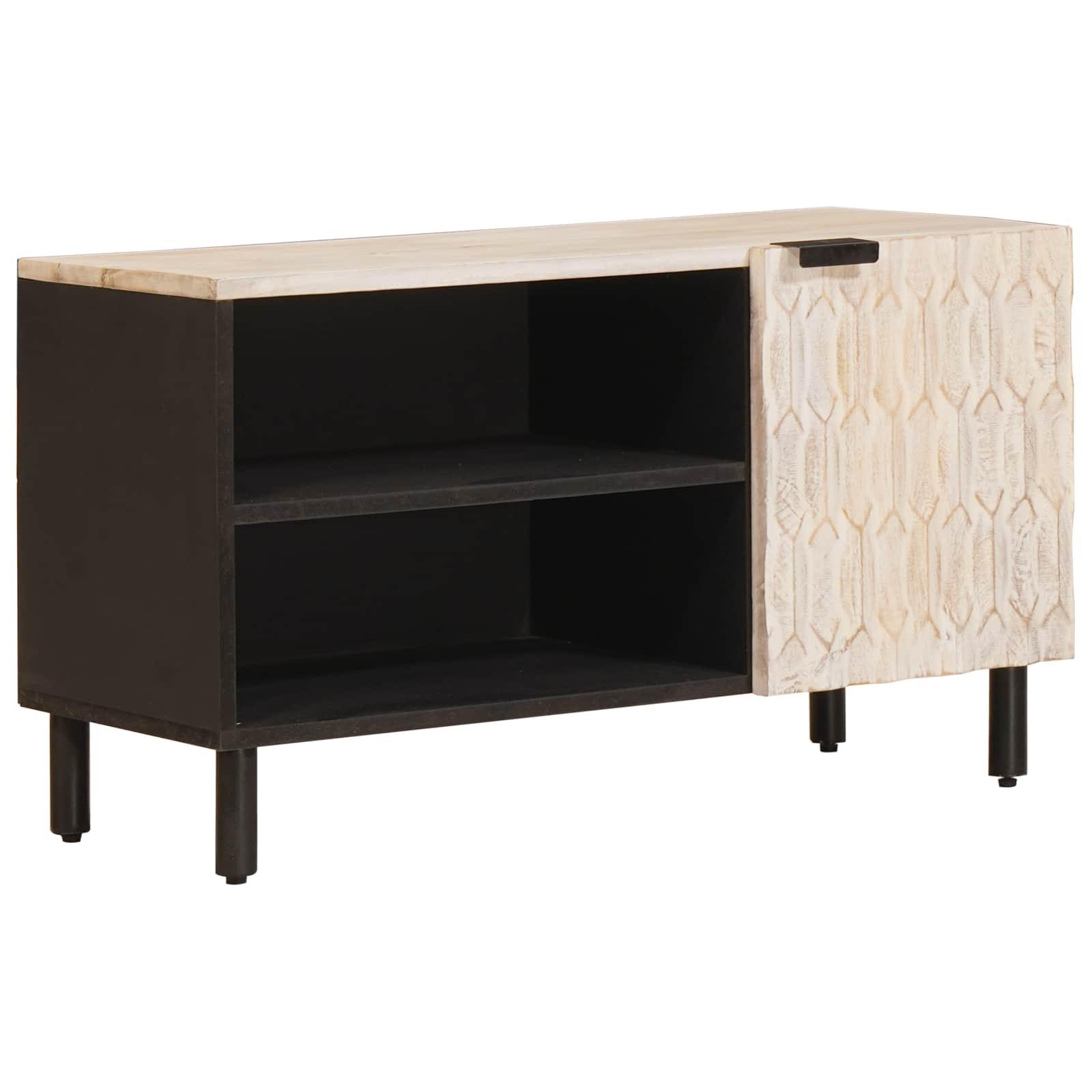 Meuble TV avec stockage Finition Lavage Blanc 80 x 33 x 46 cm - XIOS