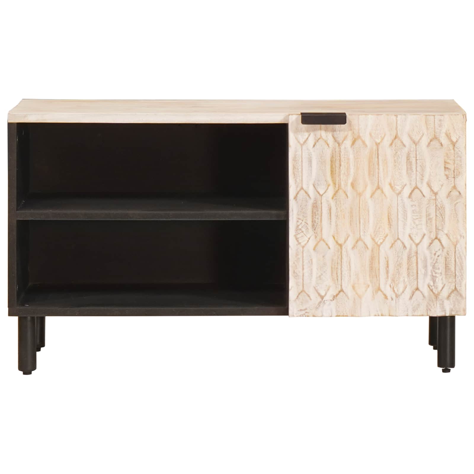 Meuble TV avec stockage Finition Lavage Blanc 80 x 33 x 46 cm - XIOS