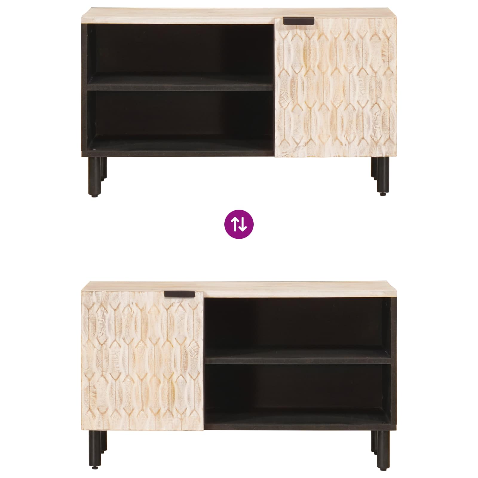 Meuble TV avec stockage Finition Lavage Blanc 80 x 33 x 46 cm - XIOS
