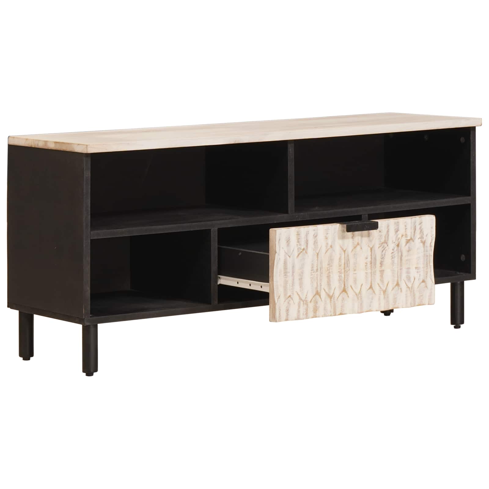 Meuble TV avec tiroir Finition Lavage Blanc 100 x 33 x 46 cm - XIOS