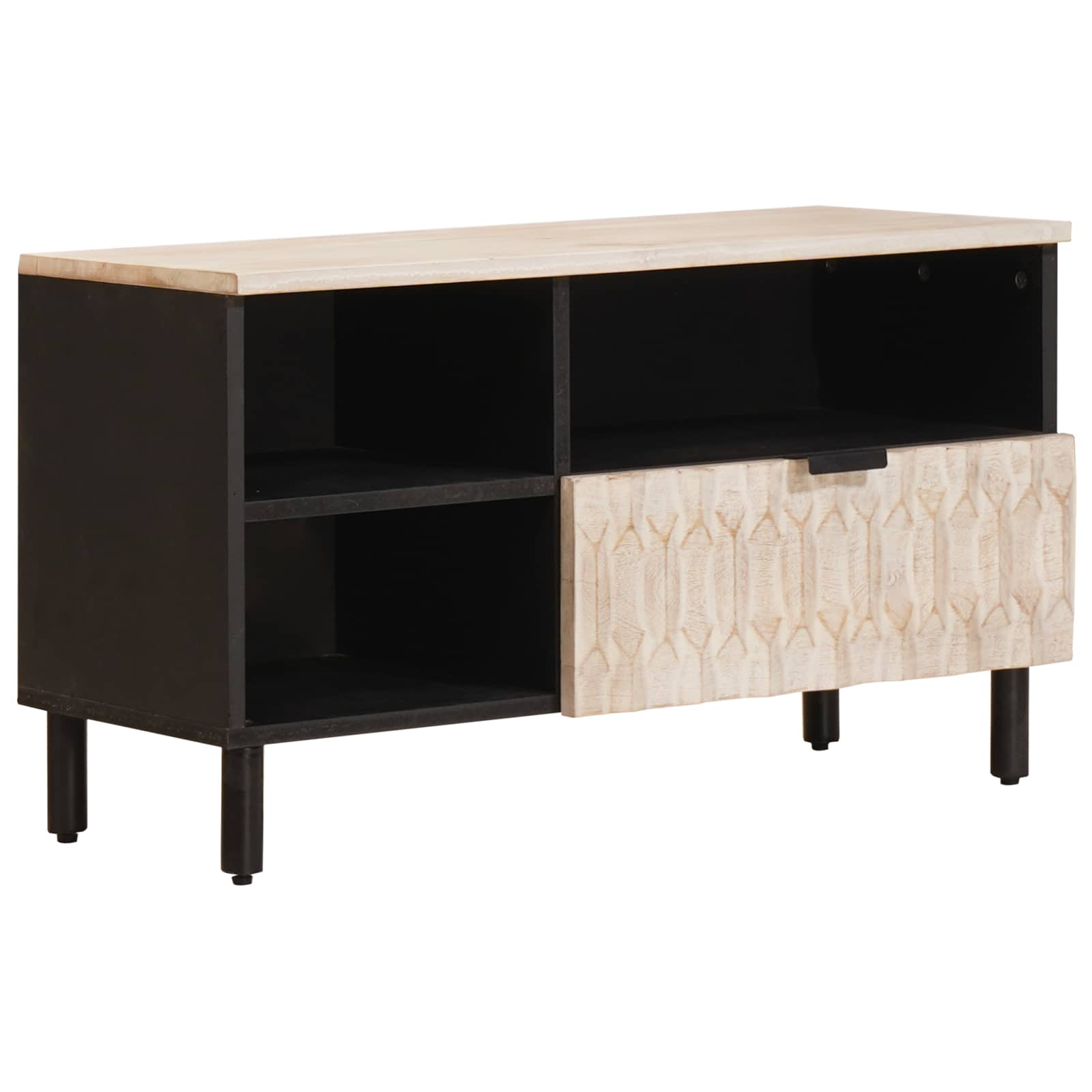 Meuble TV avec tiroir Finition Lavage Blanc 80 x 33 x 46 cm - XIOS