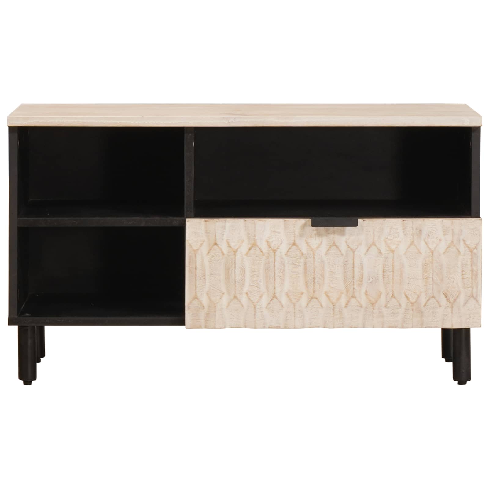 Meuble TV avec tiroir Finition Lavage Blanc 80 x 33,5 x 46 cm - XIOS