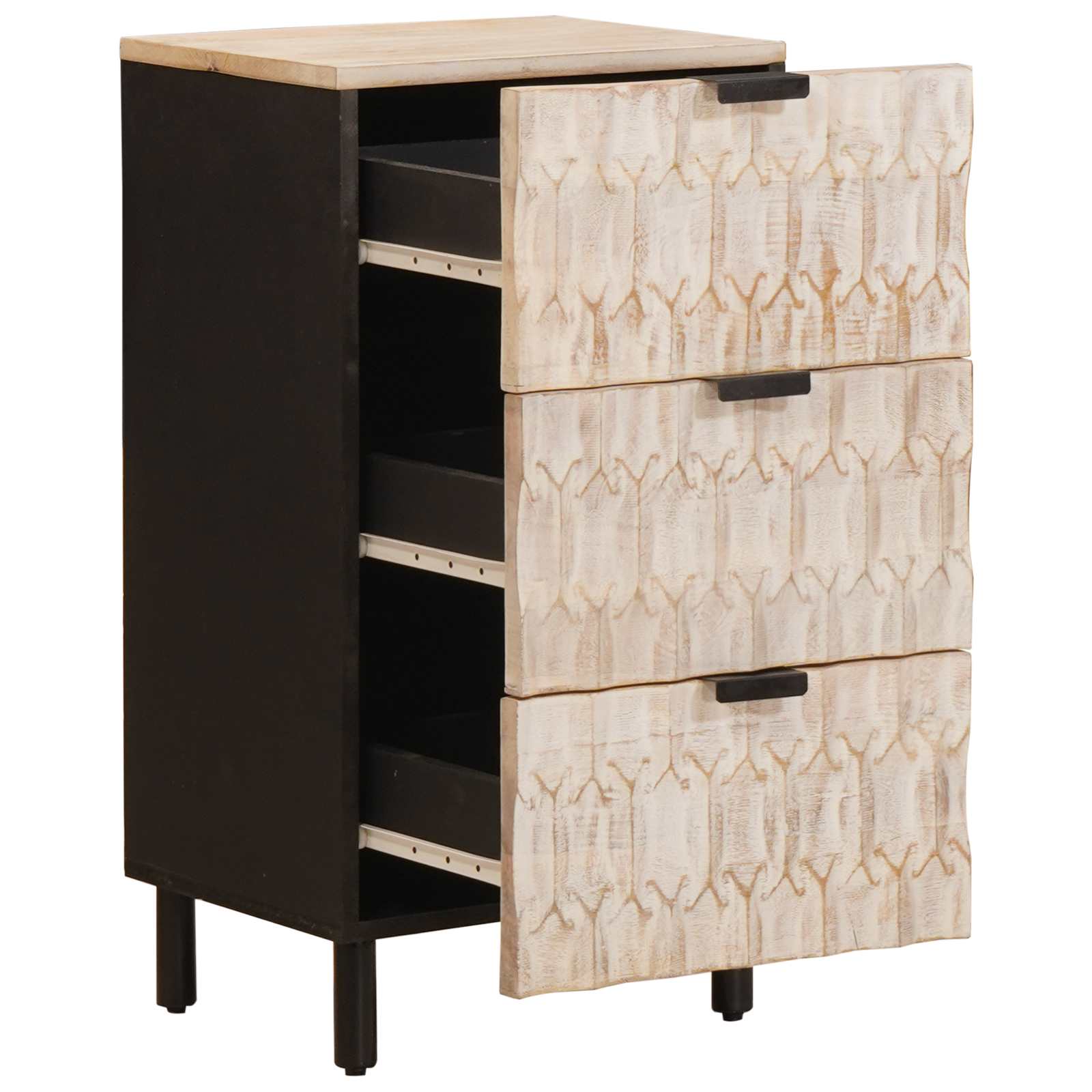 Buffet avec tiroir Finition Lavage Blanc 40 x 33,5 x 75 cm - XIOS