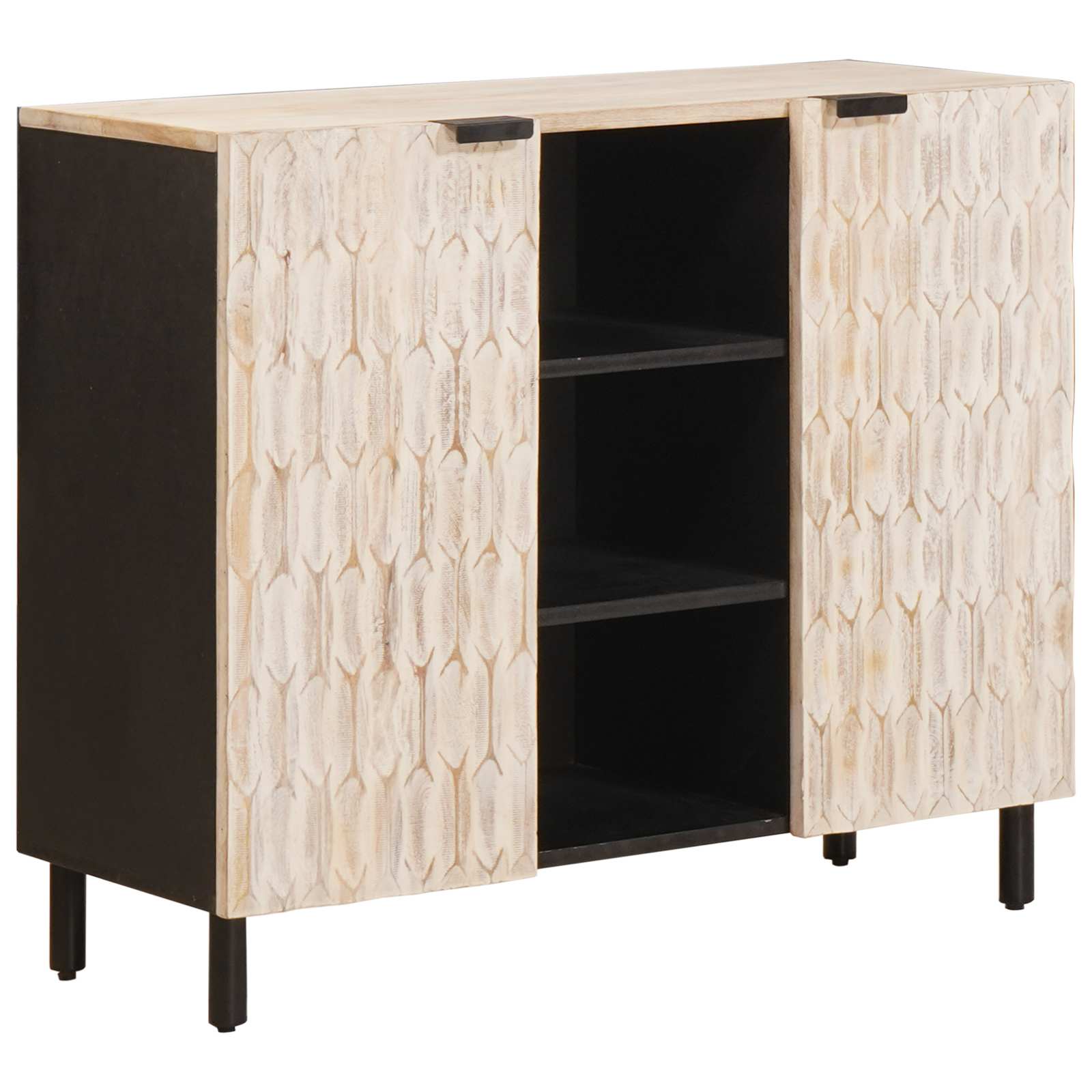 Buffet avec étagère Finition Lavage Blanc 90 x 33 x 75 cm - XIOS