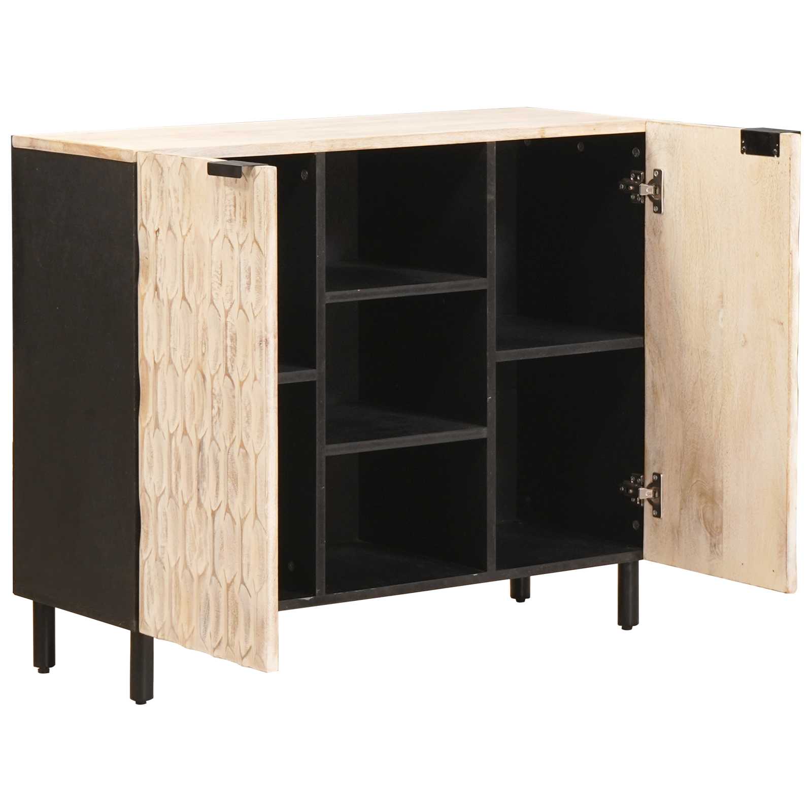 Buffet avec étagère Finition Lavage Blanc 90 x 33 x 75 cm - XIOS