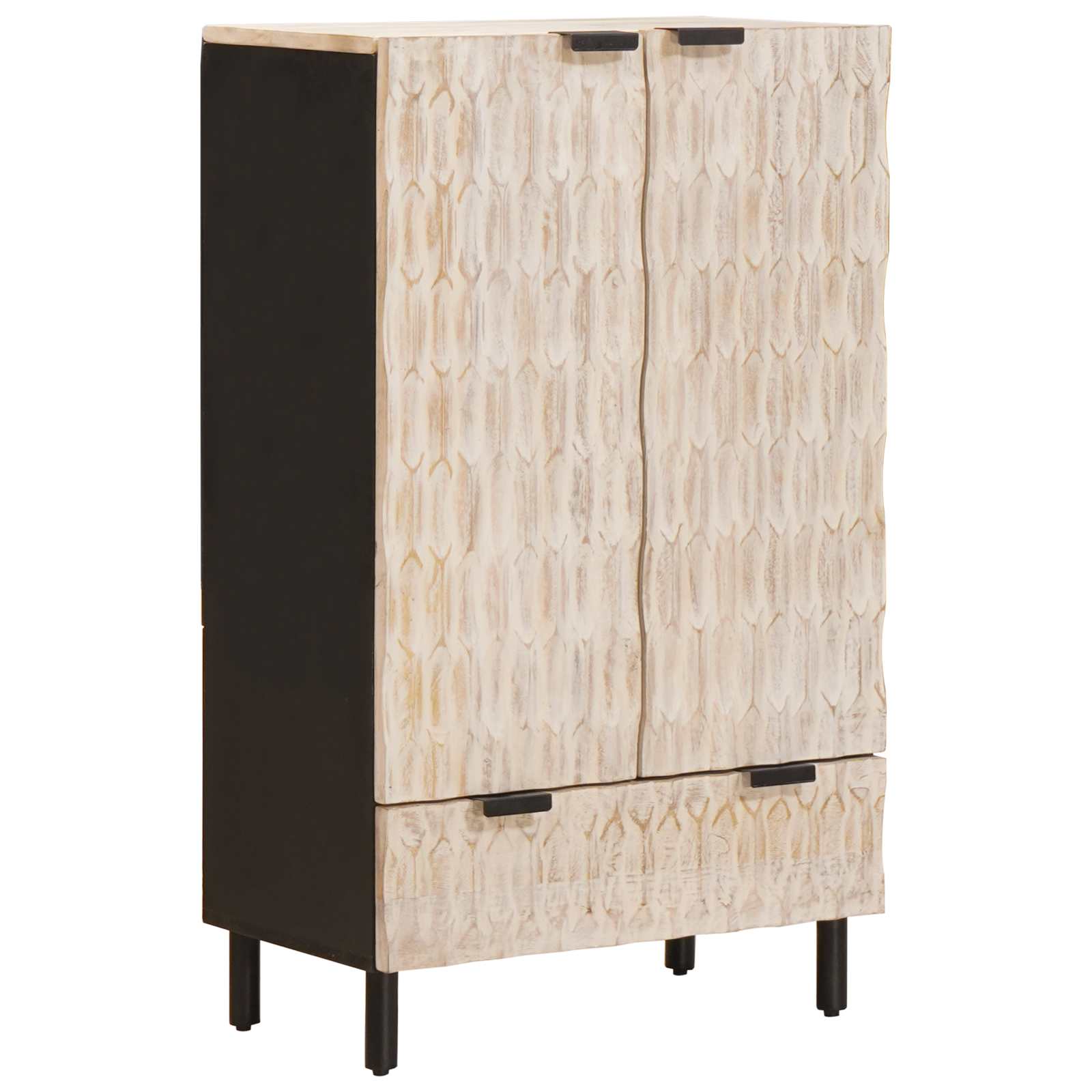 Haut Armoire avec tiroir Finition Lavage Blanc 60 x 33 x 100 cm - XIOS