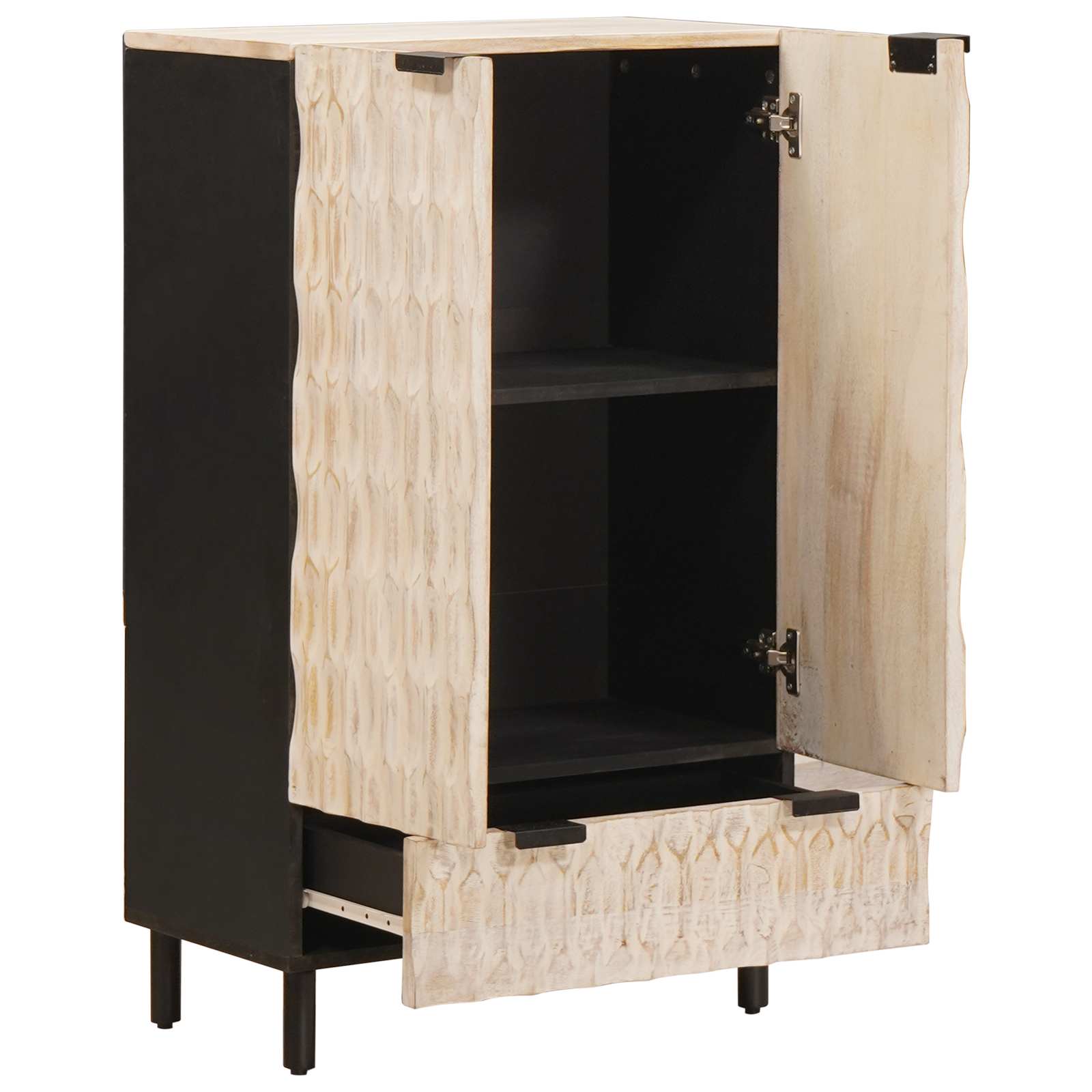 Haut Armoire avec tiroir Finition Lavage Blanc 60 x 33 x 100 cm - XIOS