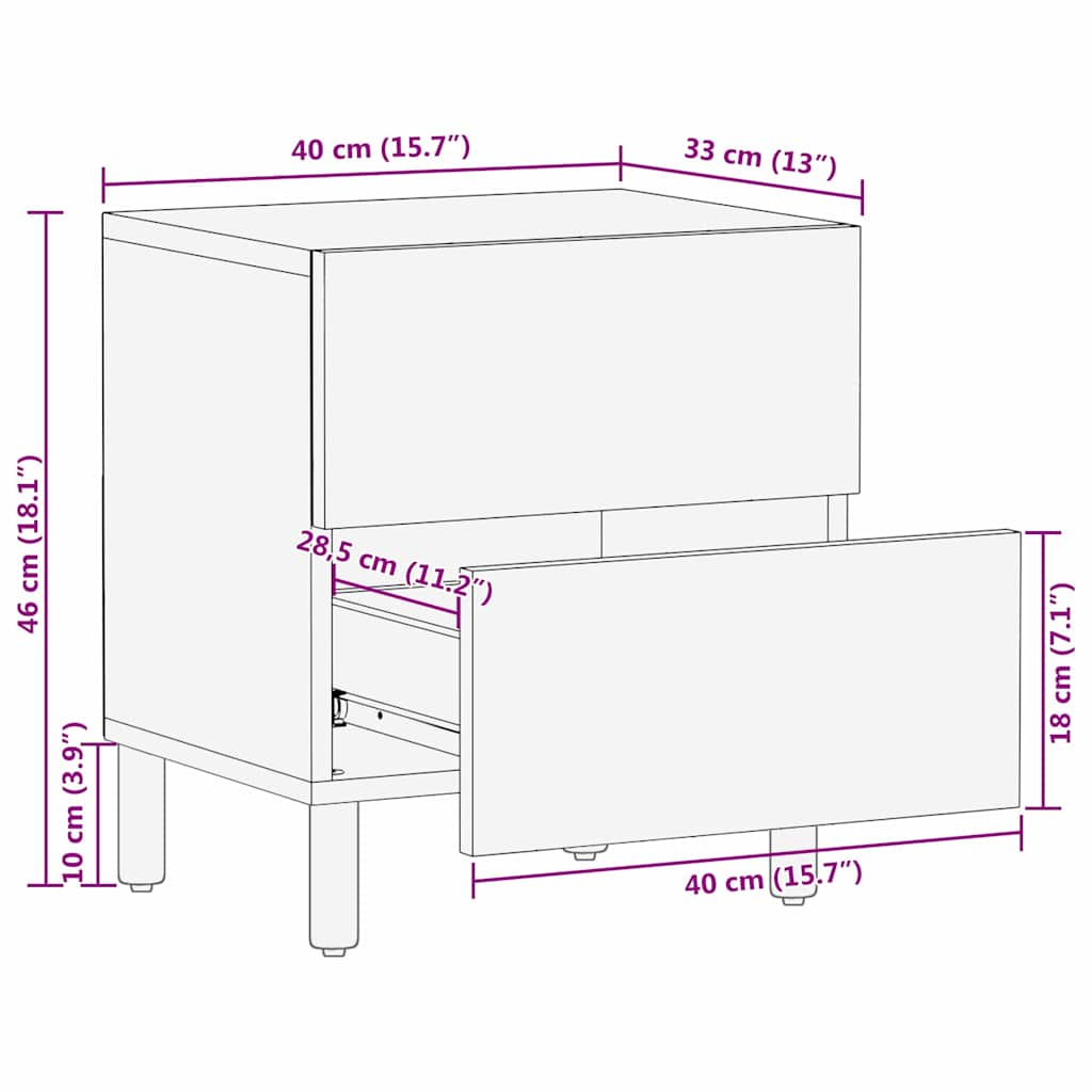 Cabinet de chevet avec tiroir 2 pcs Marron 40 x 33,5 x 46 cm - XIOS