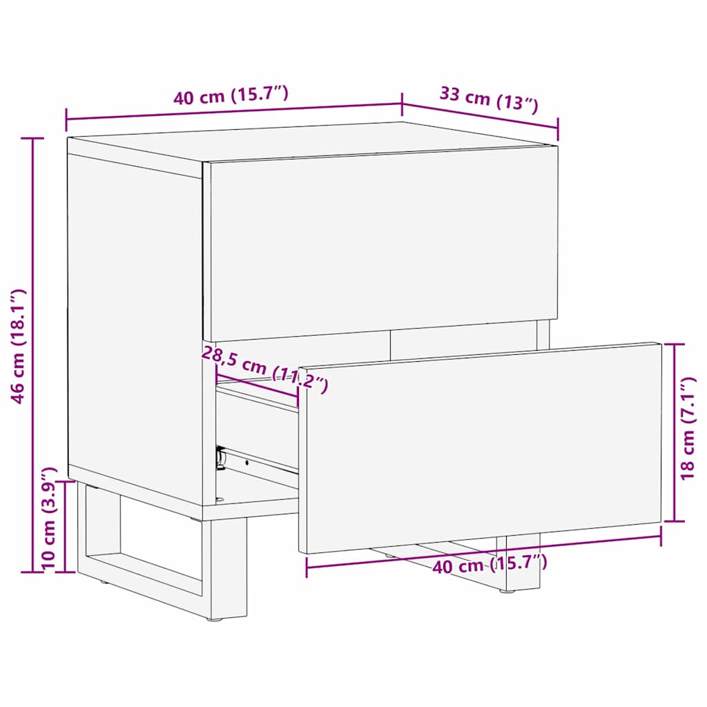 Cabinet de chevet avec tiroir Marron 40 x 33 x 46 cm - XIOS