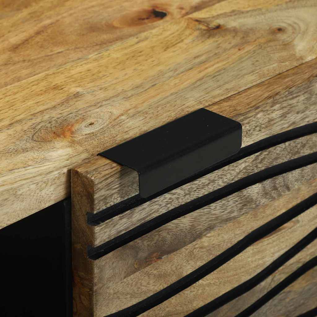 Table basse Marron et Noir 80 x 50 x 40 cm Bois d'acacia massif - XIOS