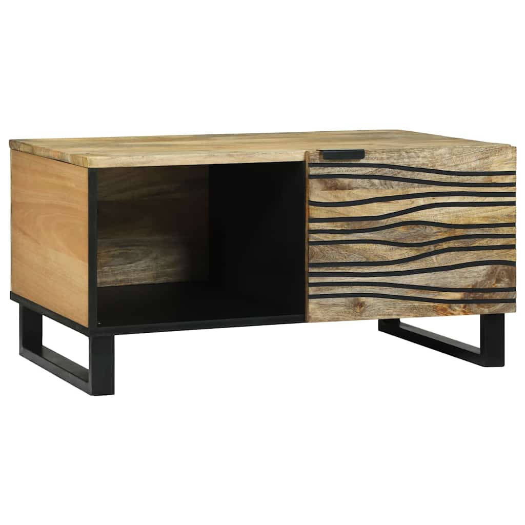 Table basse Marron et Noir 80 x 50 x 40 cm Bois d'acacia massif - XIOS