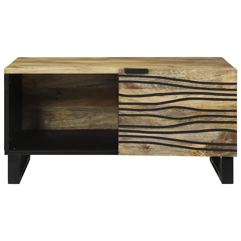 Table basse Marron et Noir 80 x 50 x 40 cm Bois d'acacia massif - XIOS