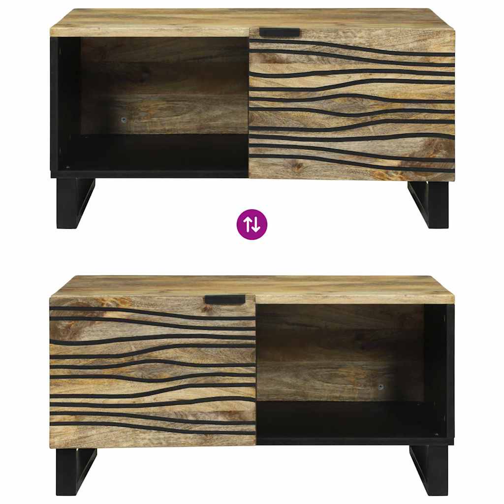 Table basse Marron et Noir 80 x 50 x 40 cm Bois d'acacia massif - XIOS