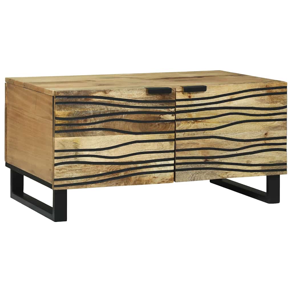 Table basse Marron et Noir 80 x 50 x 40 cm Bois d'acacia massif - XIOS
