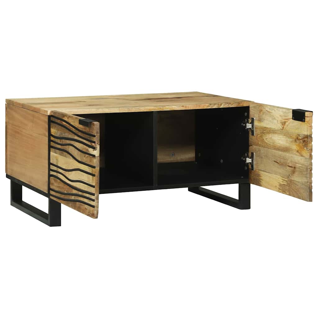 Table basse Marron et Noir 80 x 50 x 40 cm Bois d'acacia massif - XIOS