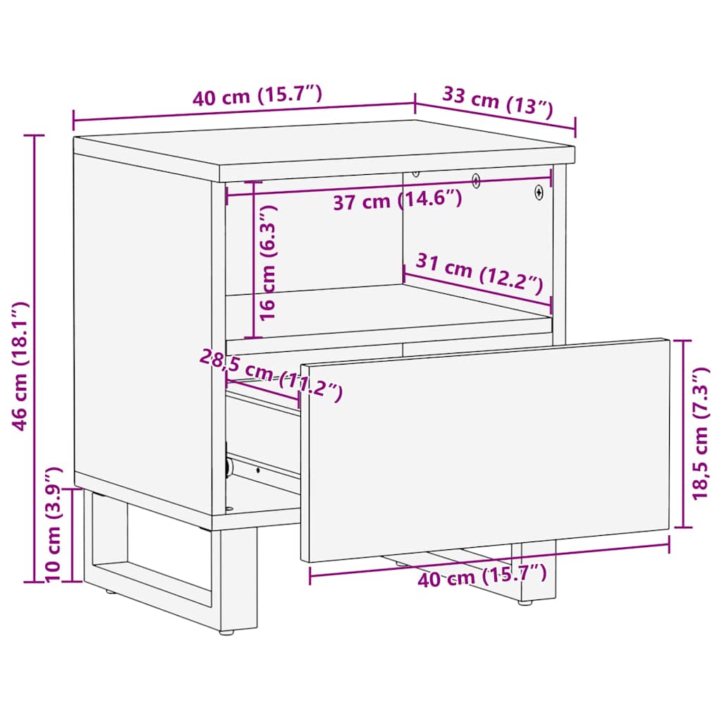 Cabinet de chevet avec tiroir Marron 40 x 33 x 46 cm - XIOS