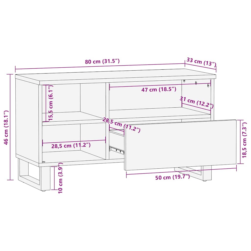 Armoire de rangement pour médias Marron 80 x 33.5 x 46 cm - XIOS