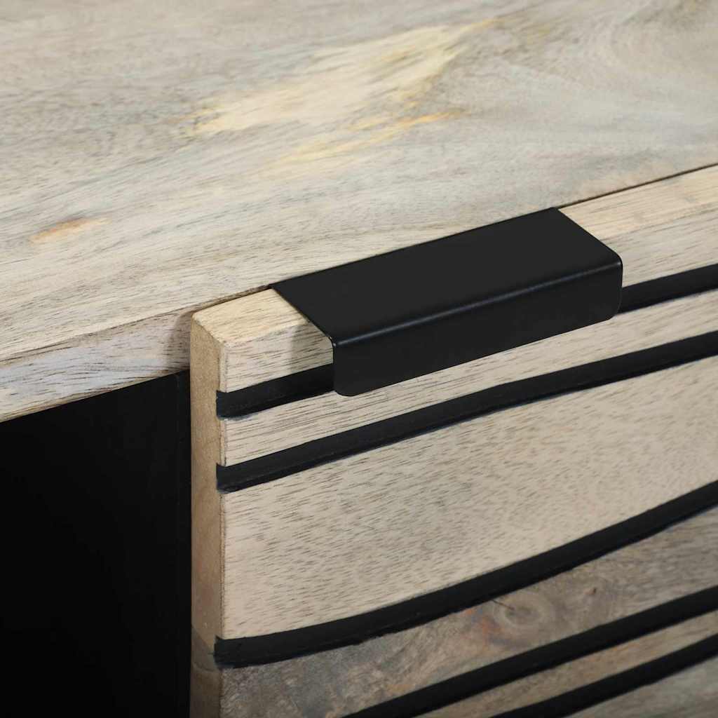 Table basse Beige et Noir 80 x 50 x 40 cm Bois d'acacia massif - XIOS