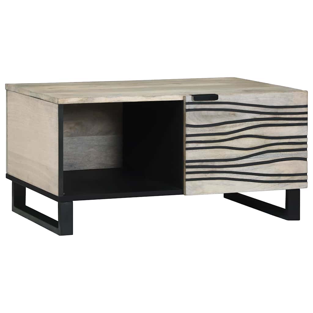 Table basse Beige et Noir 80 x 50 x 40 cm Bois d'acacia massif - XIOS