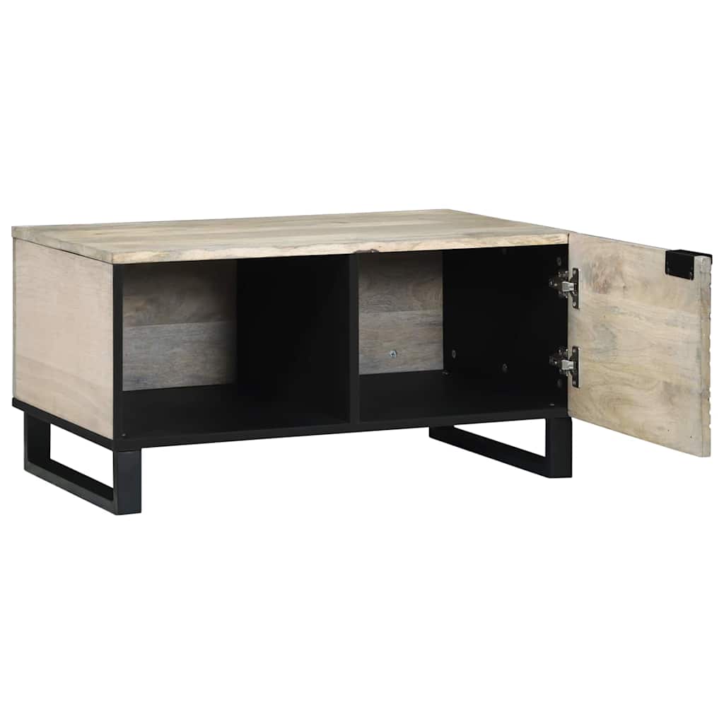 Table basse Beige et Noir 80 x 50 x 40 cm Bois d'acacia massif - XIOS