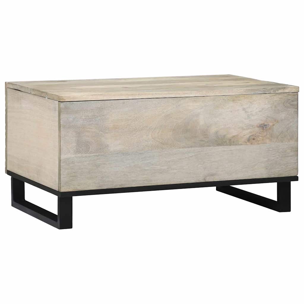 Table basse Beige et Noir 80 x 50 x 40 cm Bois d'acacia massif - XIOS