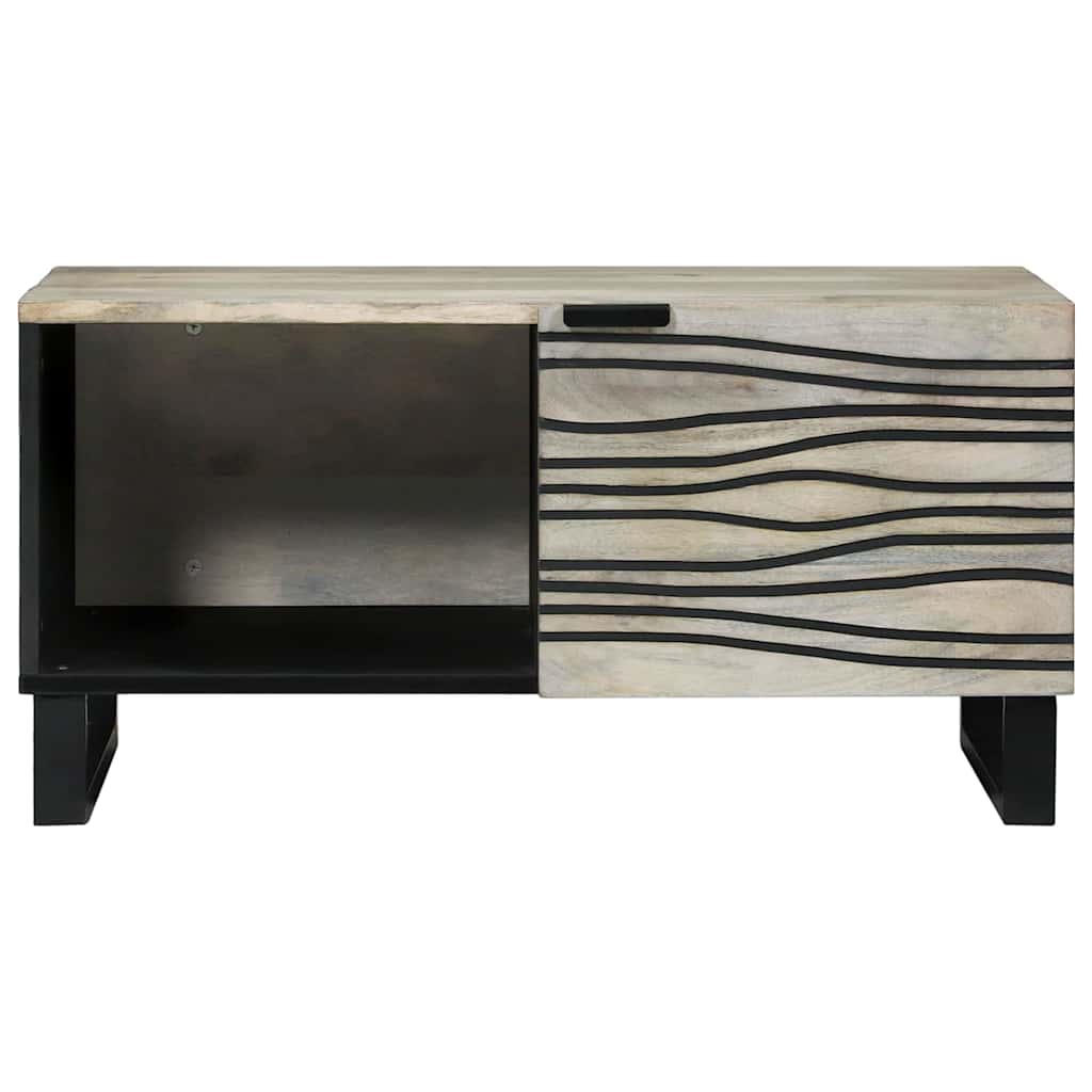 Table basse Beige et Noir 80 x 50 x 40 cm Bois d'acacia massif - XIOS