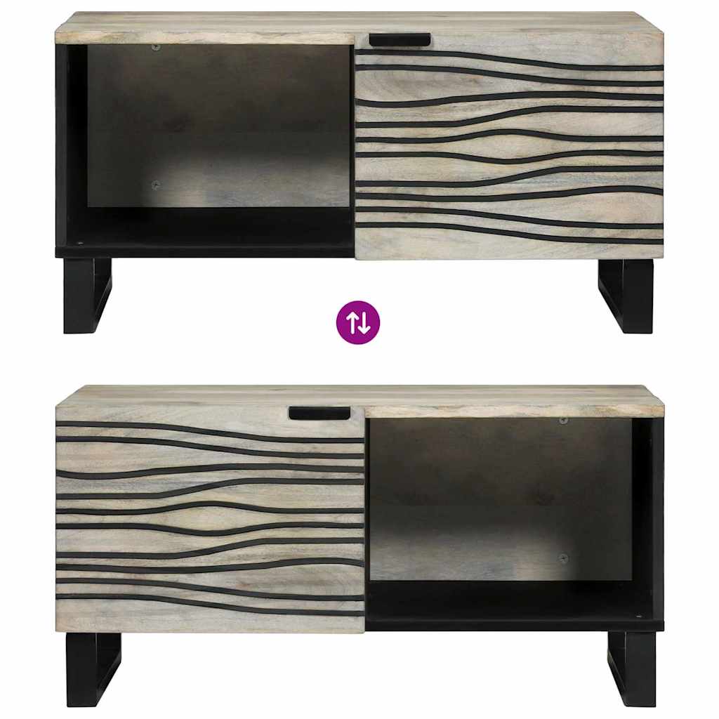 Table basse Beige et Noir 80 x 50 x 40 cm Bois d'acacia massif - XIOS