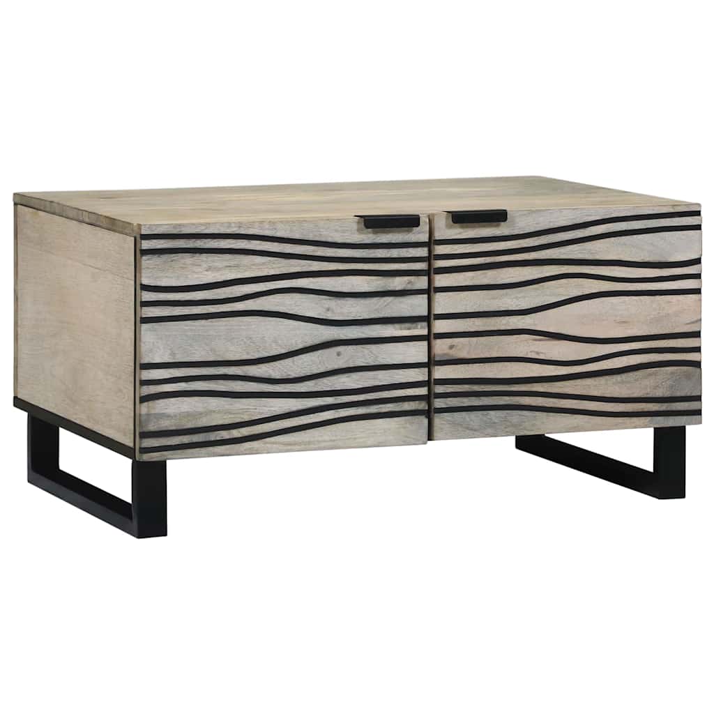 Table basse Beige et Noir 80 x 50 x 40 cm Bois d'acacia massif - XIOS